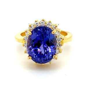 Certified Tanzanite 5.10ct Diamonds 22K Gold Ring